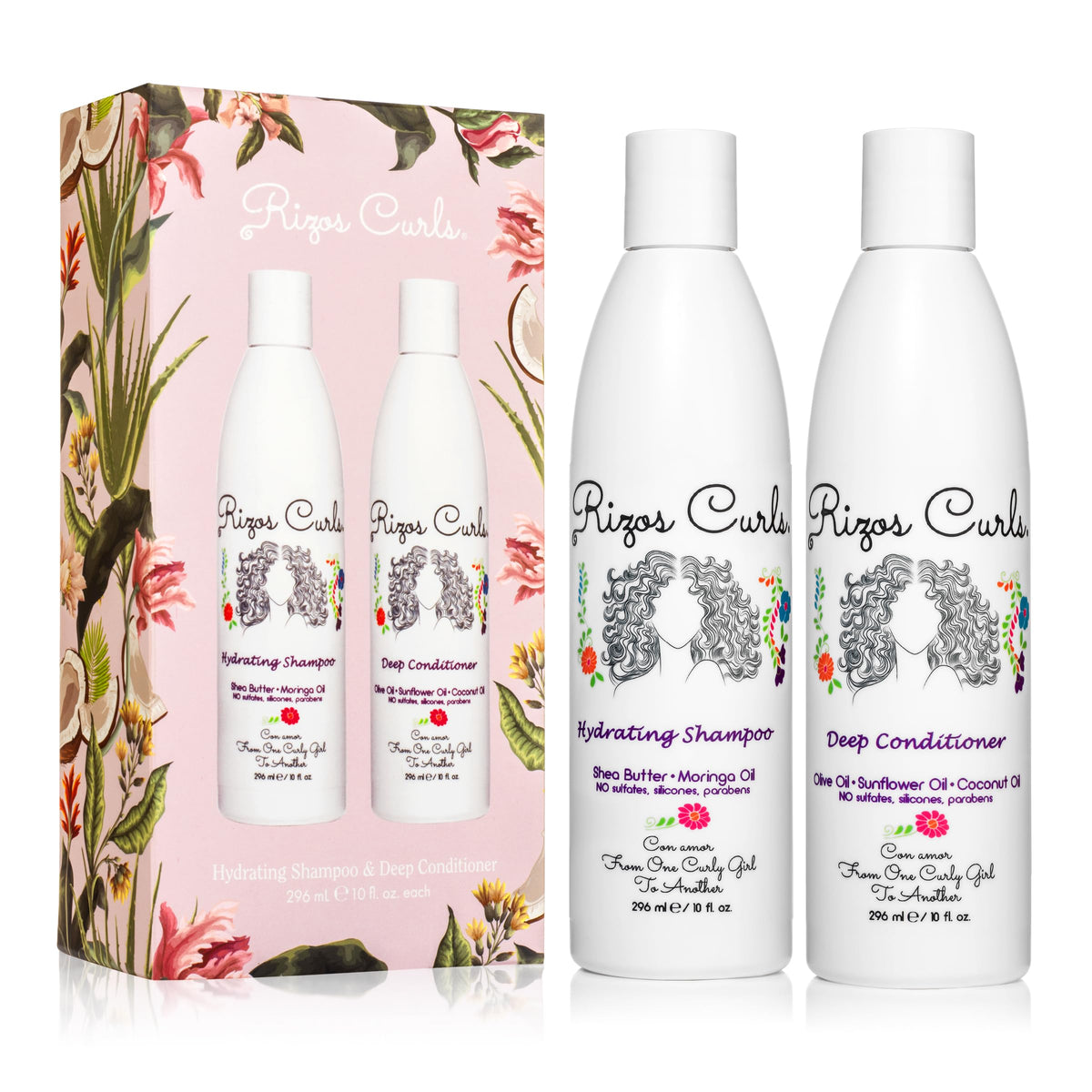 Rizos Curls Hydrating Shampoo bottle for gentle cleansing and moisture