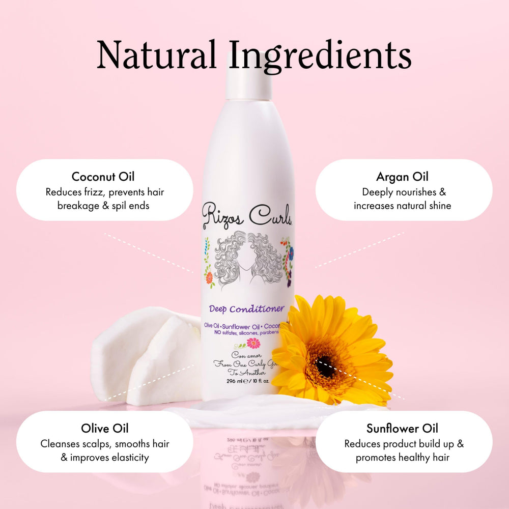 Rizos Curls Sunflower Oil feature suggesting repair and manageability