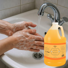 RKGodisGoodLK Citrus Medley bottle closeup shows rich lather and skin friendly formula