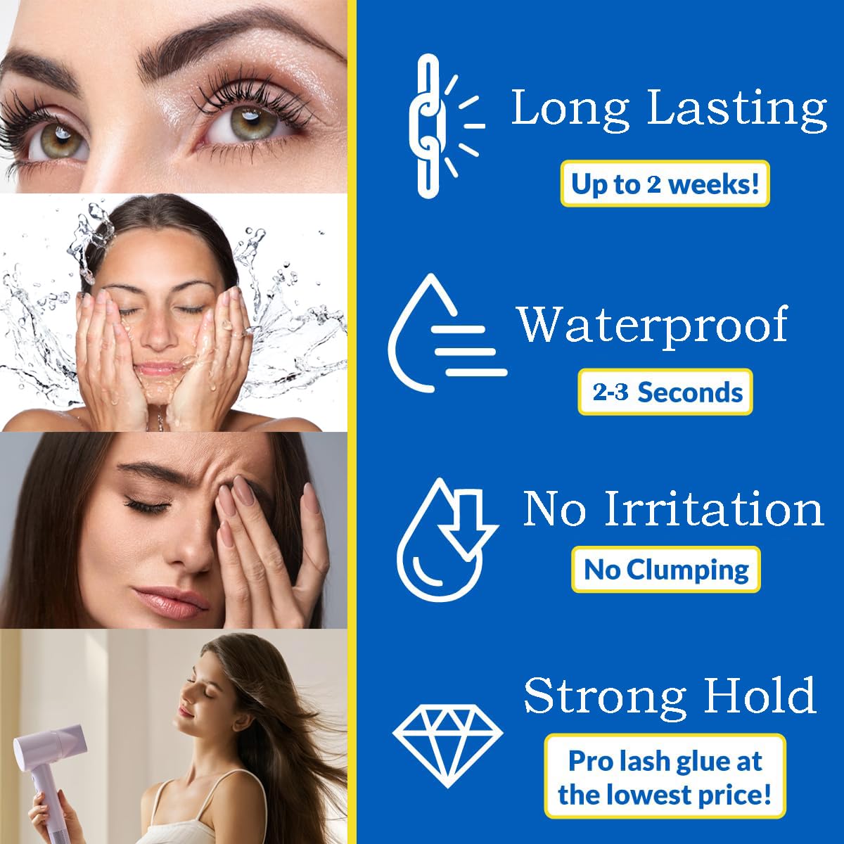 RKISSBEAUTY Lash Cluster Glue packaging emphasizing reliable formula.