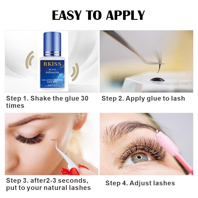 RKISSBEAUTY Lash Cluster Glue waterproof hold for all-day wear.
