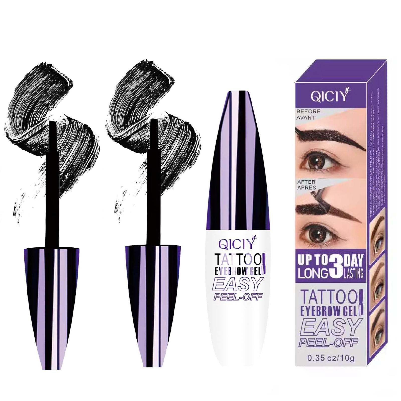 Rliolouo QICIY eyebrow gel tube close-up for precise application and long wear.