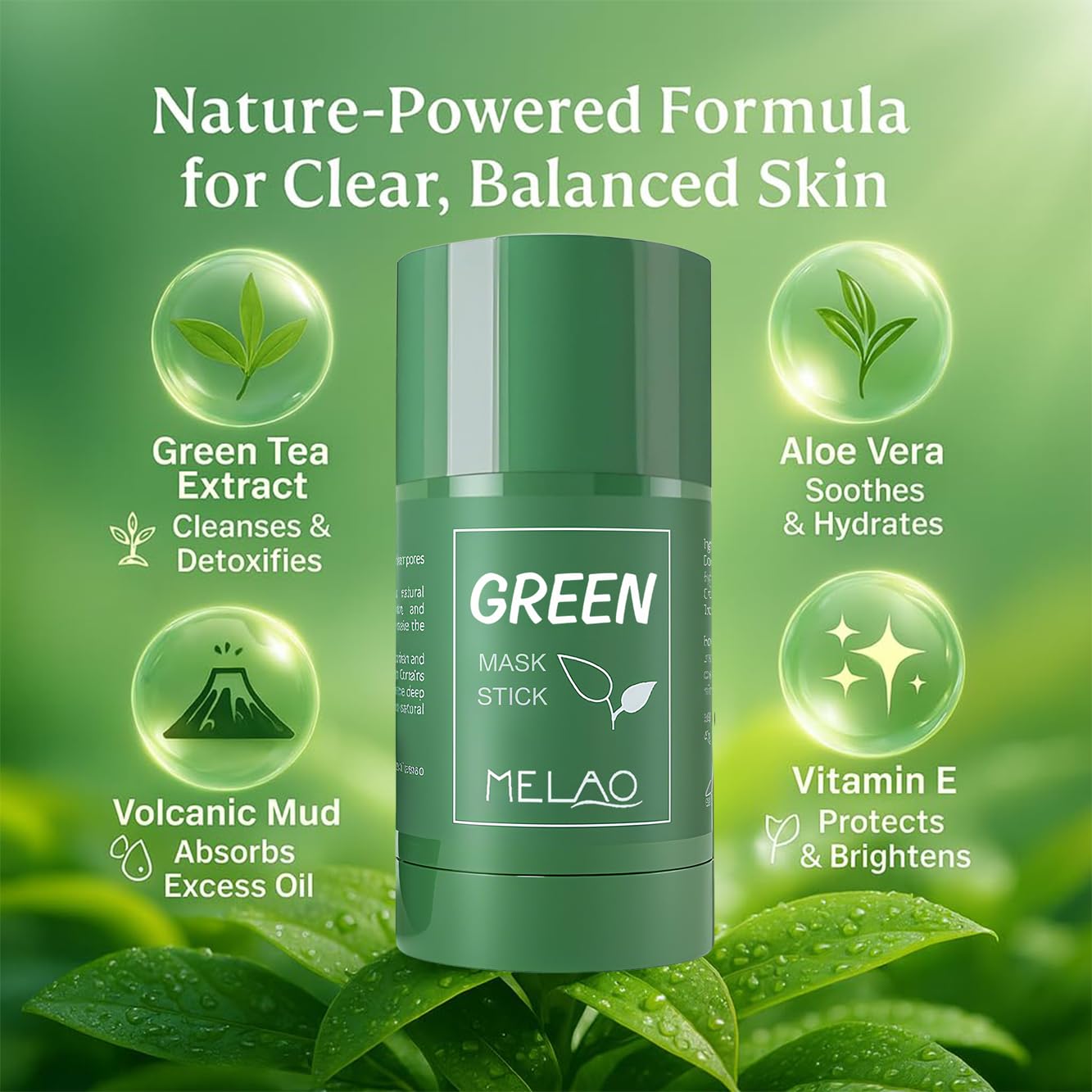 RLXSH Green Tea Mask Stick offers a mess-free twist-up application.