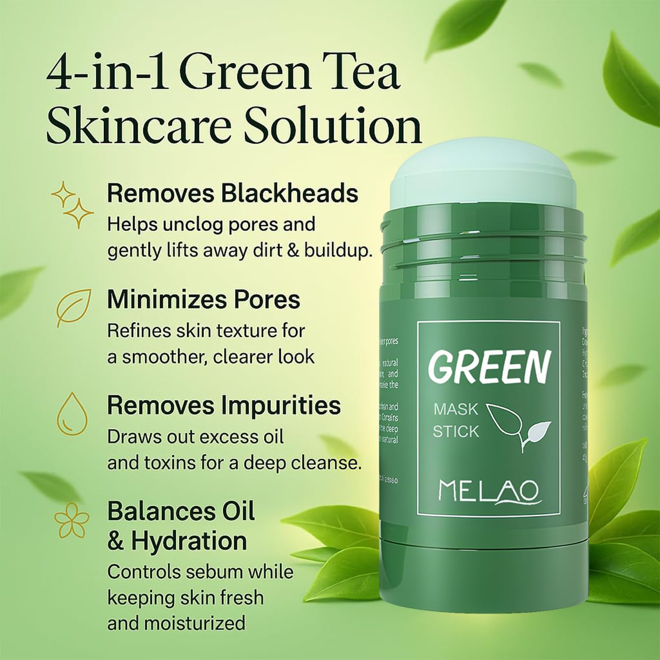 RLXSH Green Tea Mask Stick treats the T-zone for balanced skin.