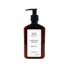 RM Soap Market Goat Milk Lotion bottle front featuring Black Forest aroma for daily hydration.