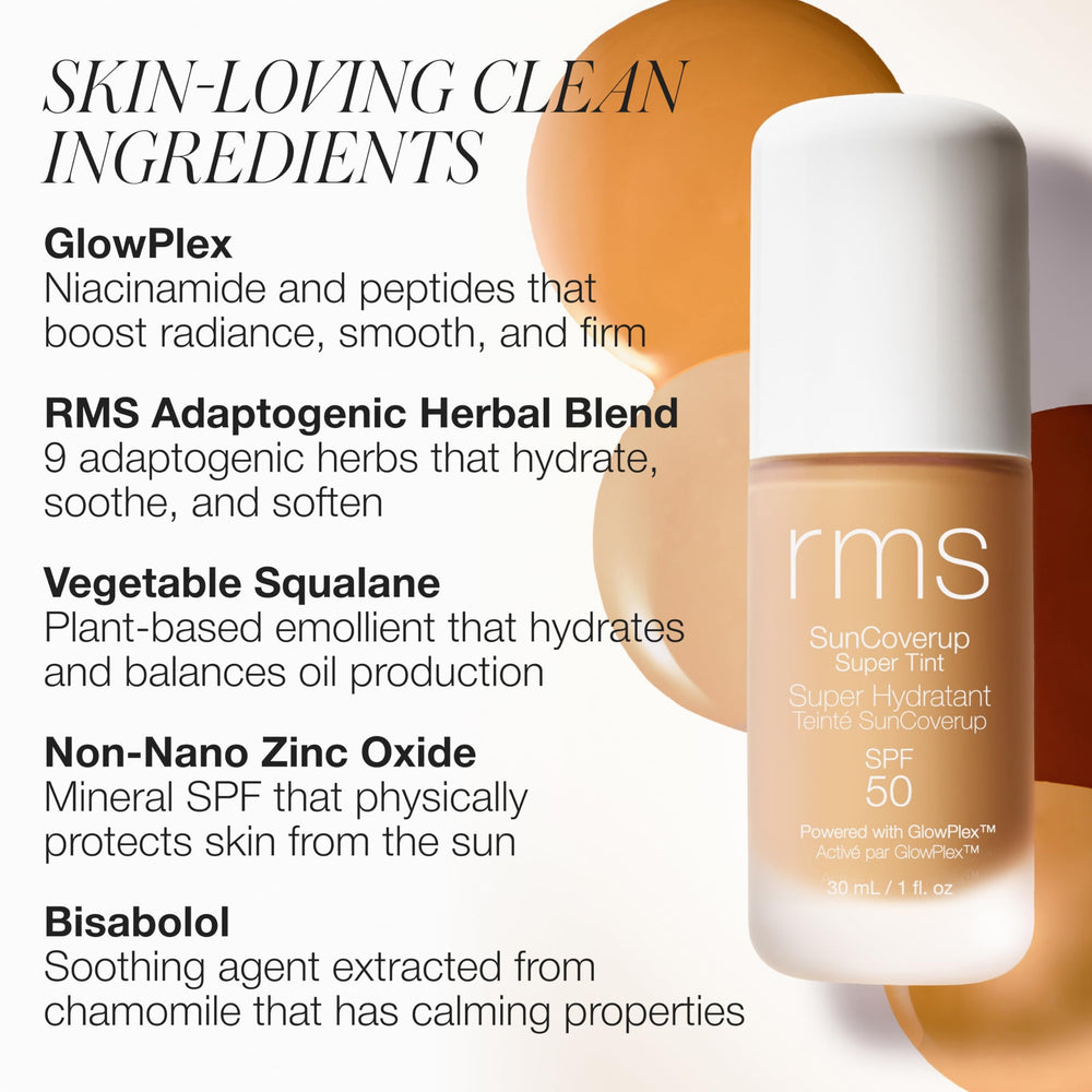 RMS SunCoverup SPF 50 glow finish highlights radiant, skincare-inspired look