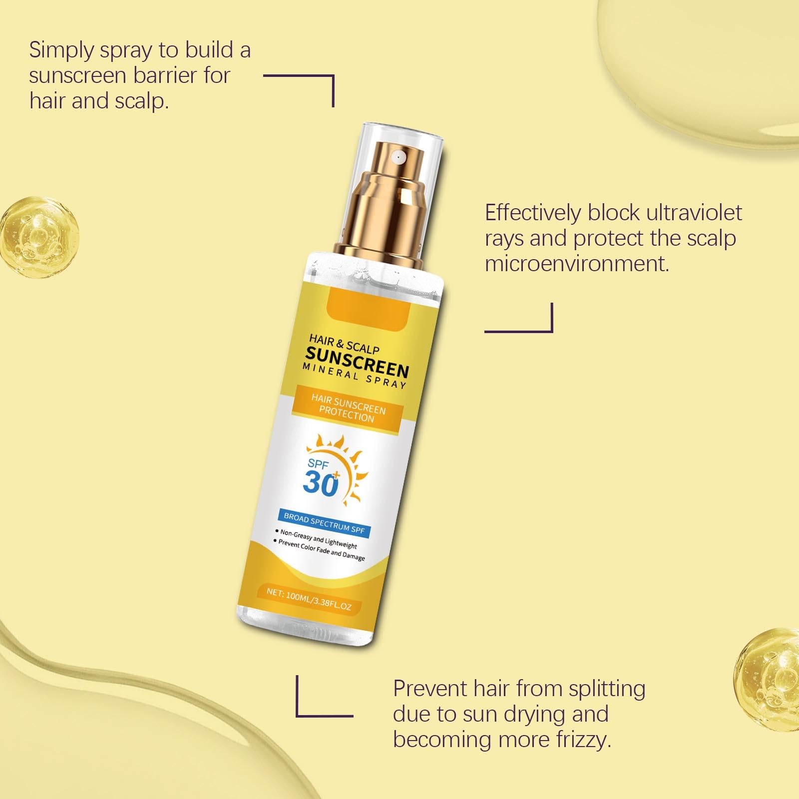 RnemiTe-amo Spray mist applied to hair shows easy, non-greasy protection in action.
