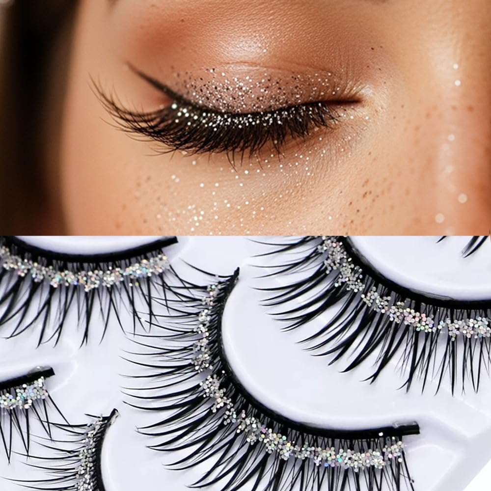 Rneracle Christmas lashes sparkle pack enhances festive looks with glittery volume.