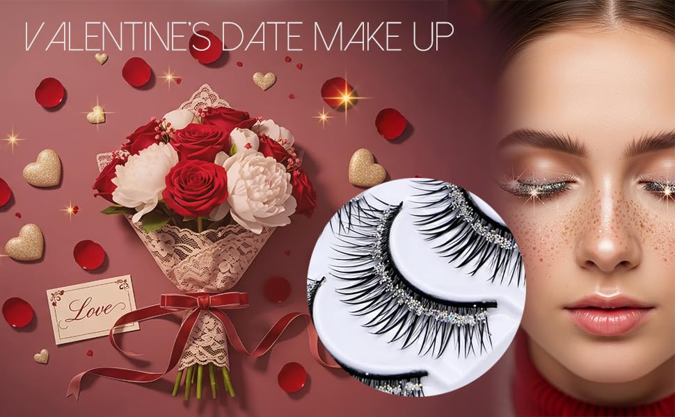 Rneracle close-up glitter lashes showcase intricate sparkle along the lash line.