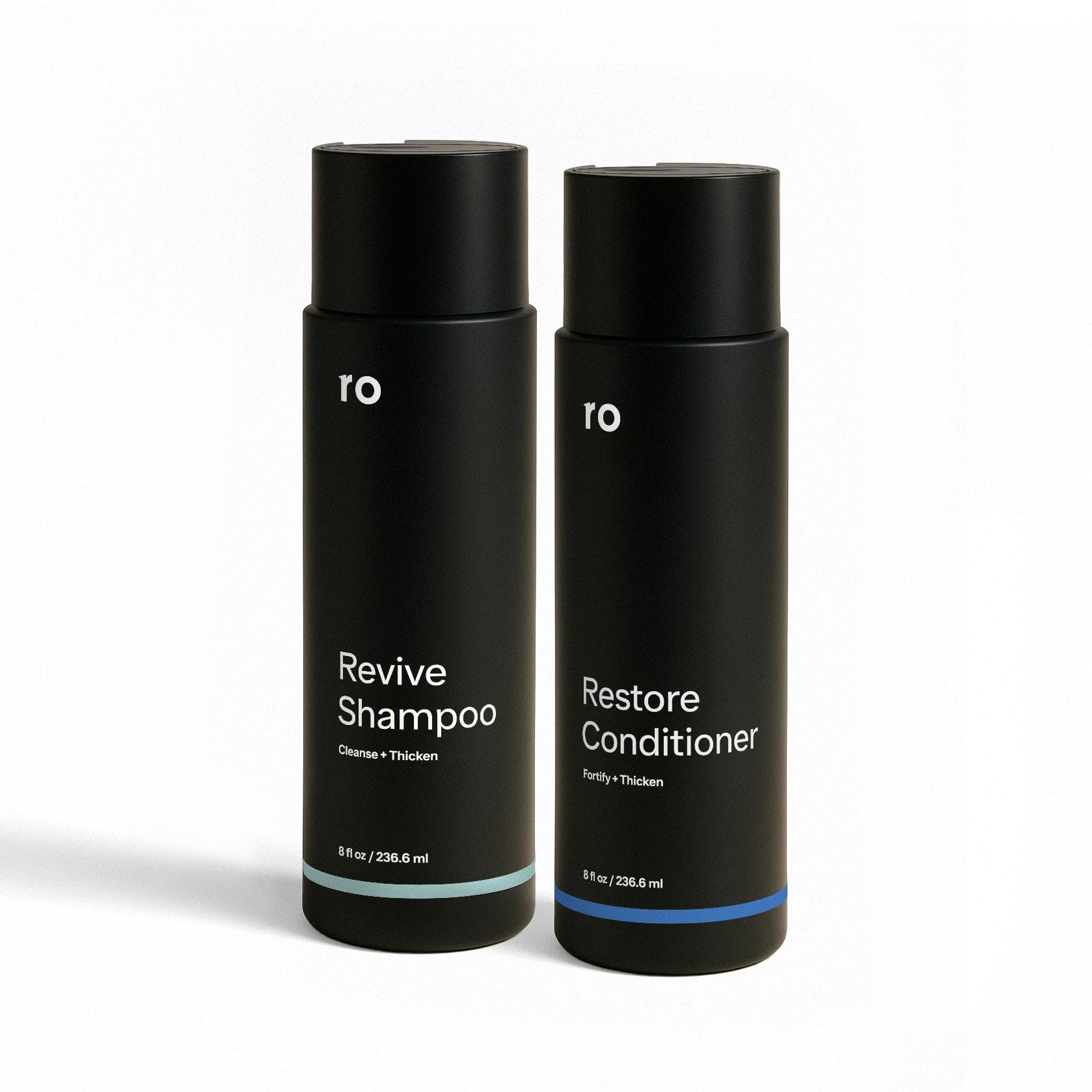 Ro Men's Revive Shampoo bottle displaying exfoliating scalp care for a fuller look
