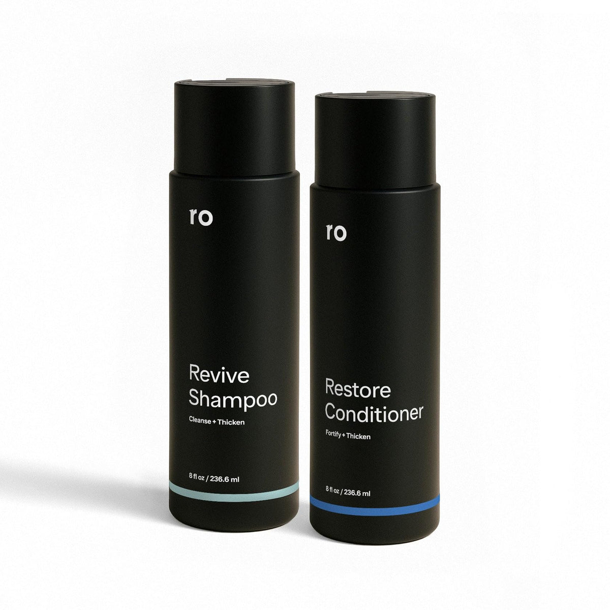 Ro Men's Revive Shampoo bottle displaying exfoliating scalp care for a fuller look