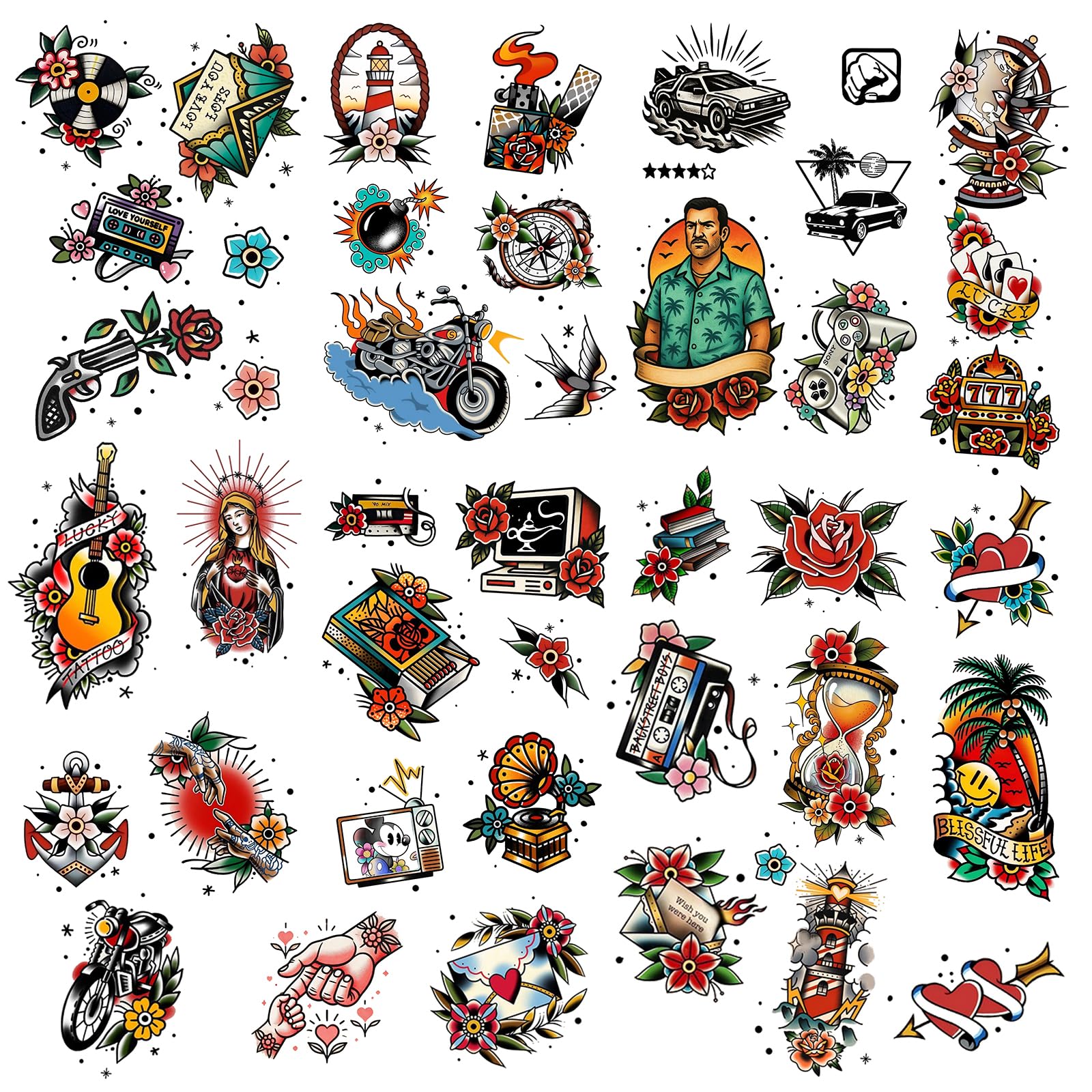Roarhowl classic rose tattoo design adds vintage flair for festivals and parties