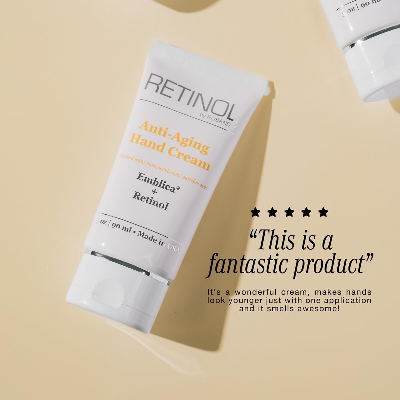 Robanda Retinol formula image suggesting anti-aging benefits and improved skin tone.