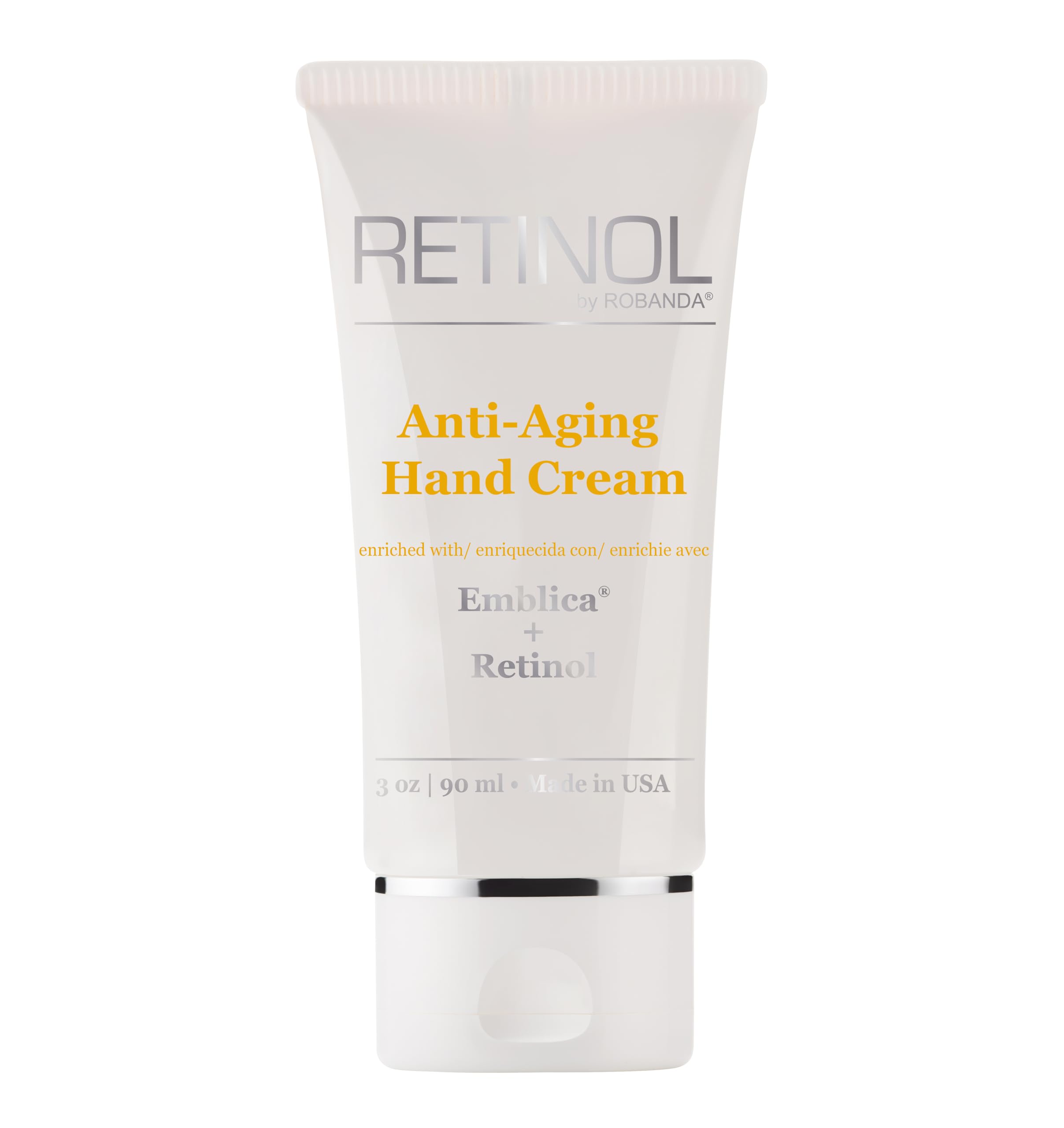 Robanda Retinol Hand Cream bottle with travel-friendly tube for on-the-go hydration.
