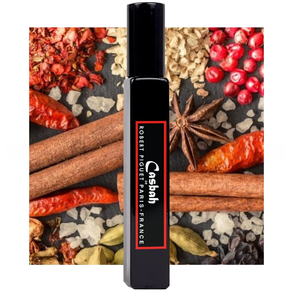 Robert Piguet Casbah refillable travel spray highlights woody oriental notes for daily use