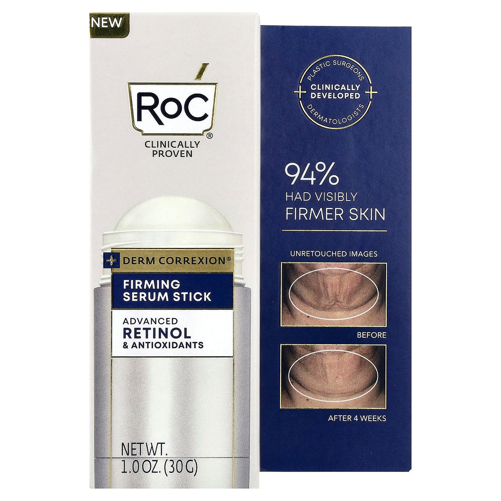 RoC DERM CORREXION Firming Serum Stick applied to the neck helps define and firm the skin.