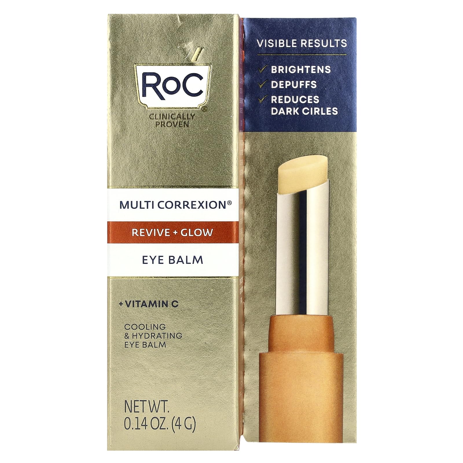 RoC Revive & Glow Eye Balm applying under the eye for a brightened, refreshed look.