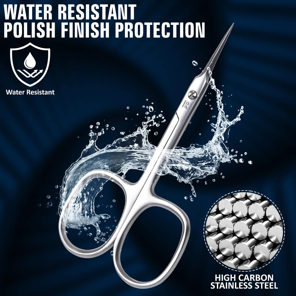 Rockville Unlimited cuticle scissors with ergonomic finger holes for comfortable use.