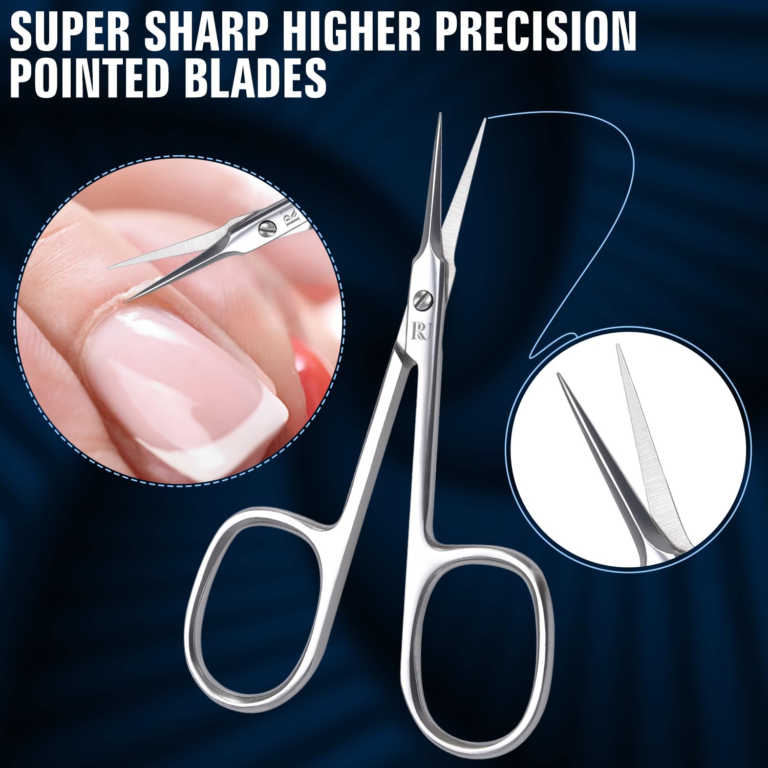 Rockville Unlimited micro-tip scissors with pointed blades for brows and detail work.