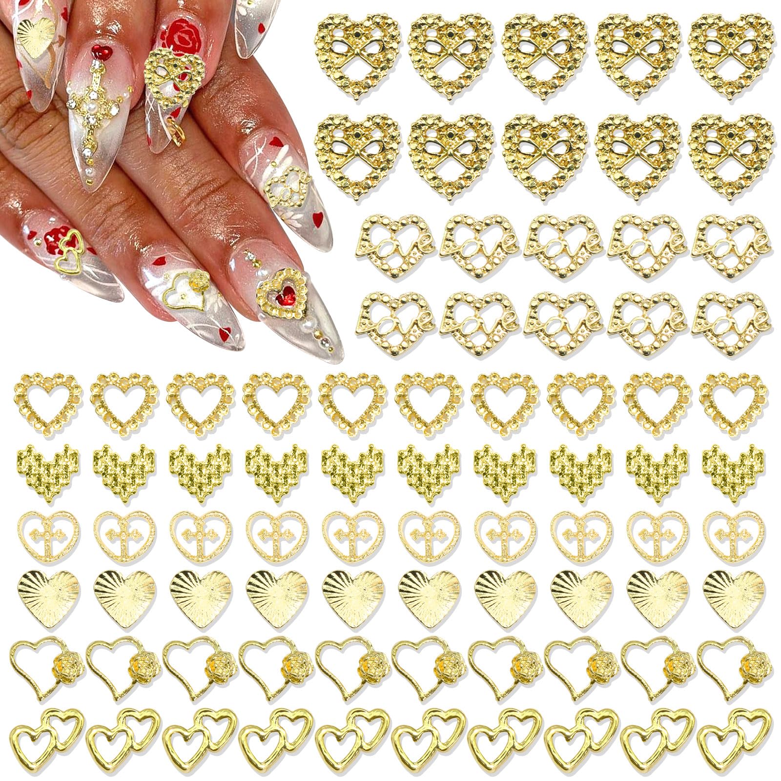 RODAKY gold heart nail charm style 1 for chic manicure and versatile decoration
