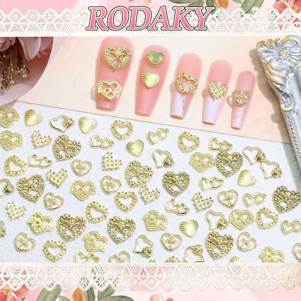 RODAKY gold heart nail charm style 6 for easy application on all nails