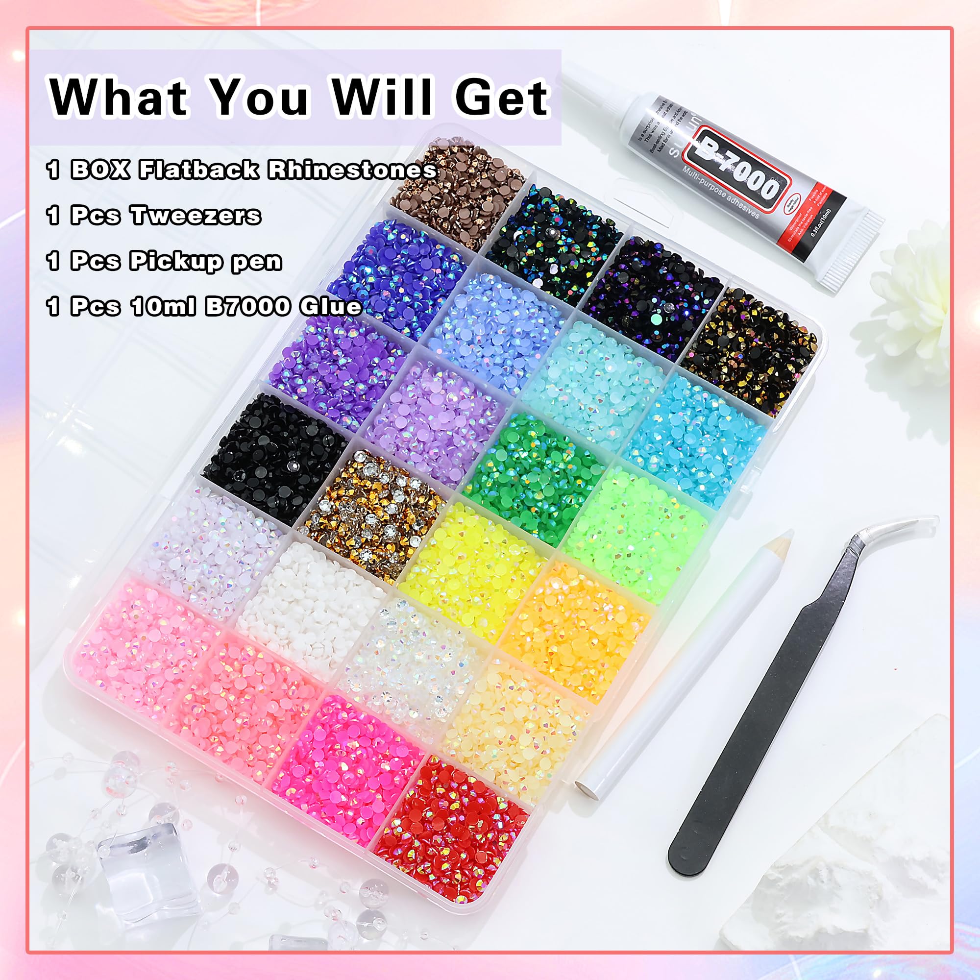 RODAKY nail gems with flat backs are easy to apply on natural and artificial nails.