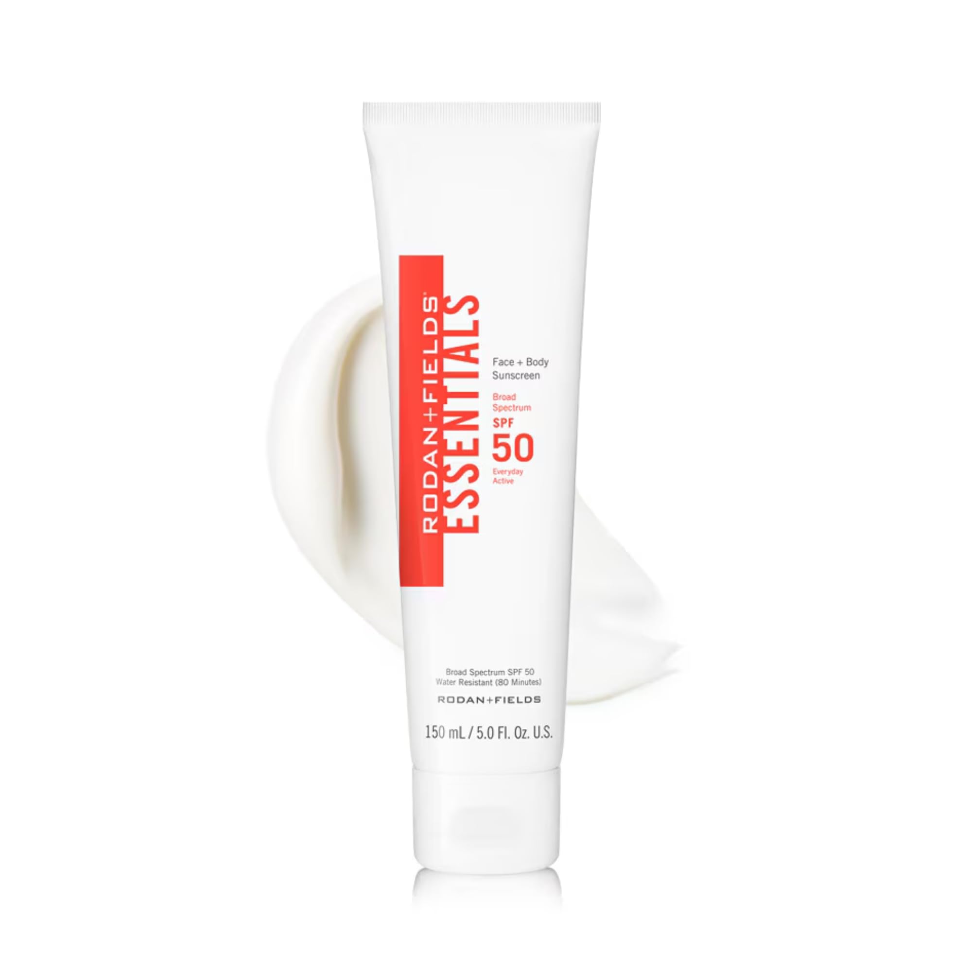 Rodan + Fields Essentials SPF 50 sunscreen bottle for daily protection.
