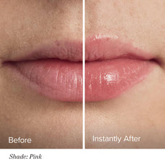 RODAN + FIELDS lip oil on desk suggests daily hydration and sun protection.