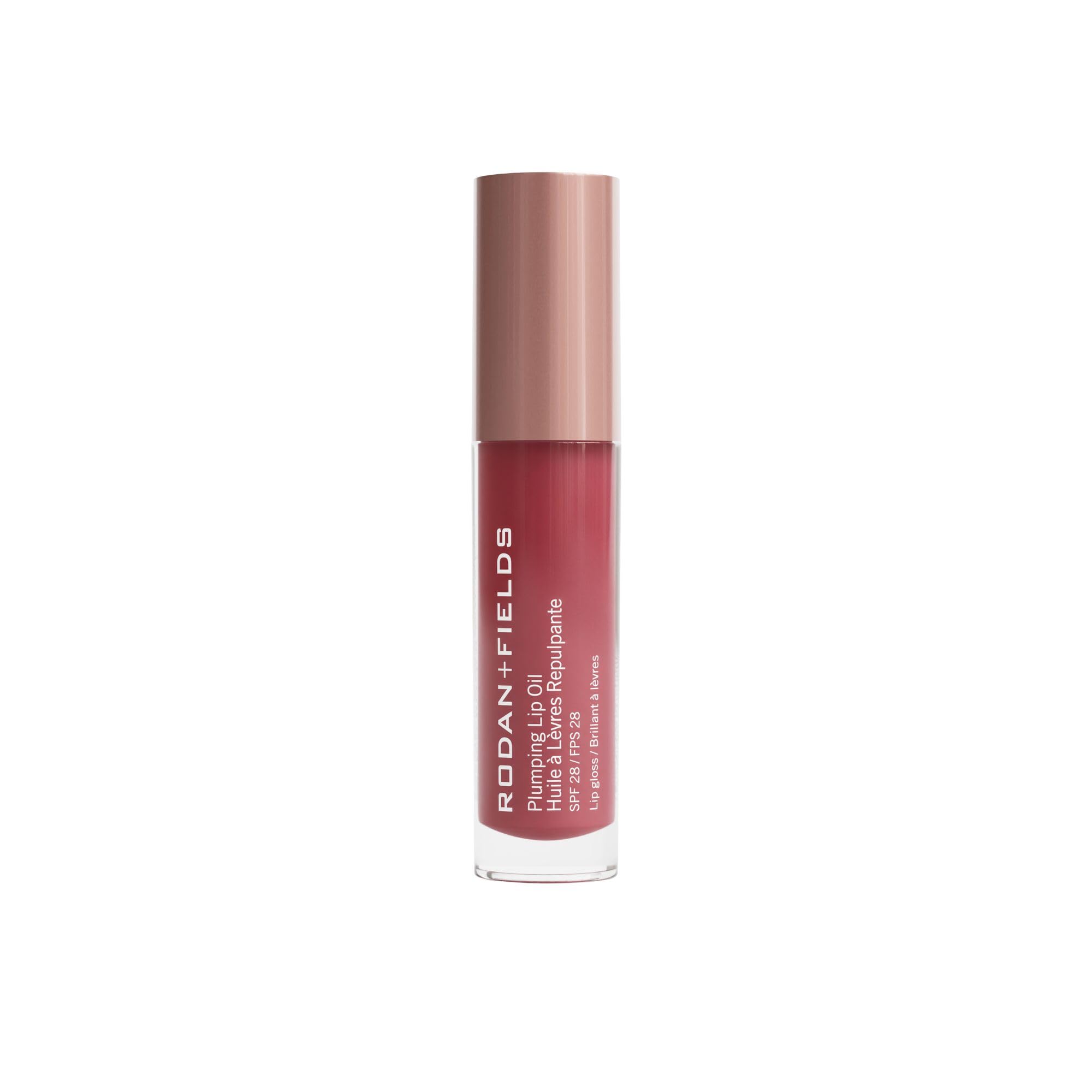 Rodan + Fields Plumping Lip Oil Berry tint application shows smooth moisture
