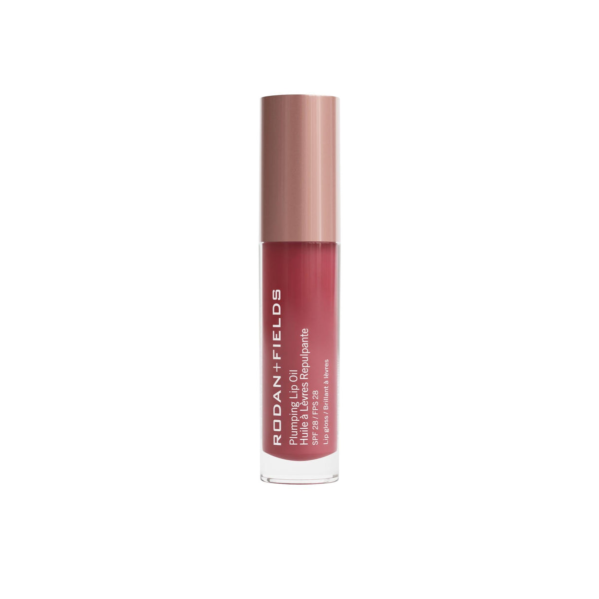 Rodan + Fields Plumping Lip Oil Berry tint application shows smooth moisture