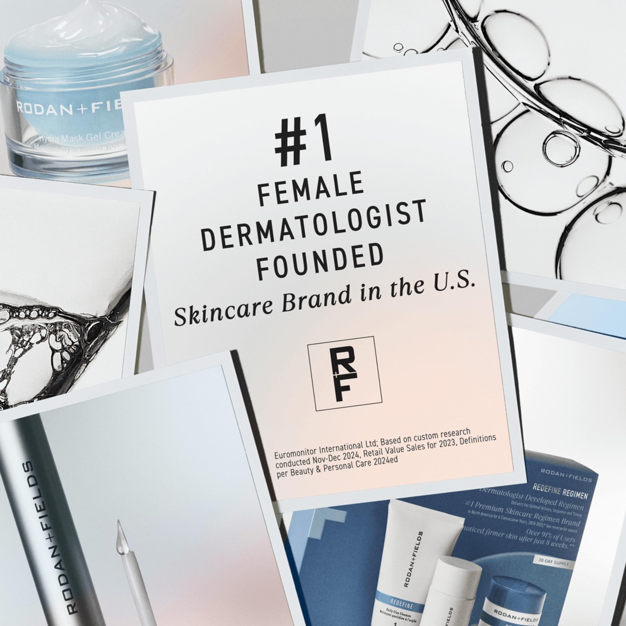 Rodan + Fields Radiant Defense shade-range swatches show ten flexible shades