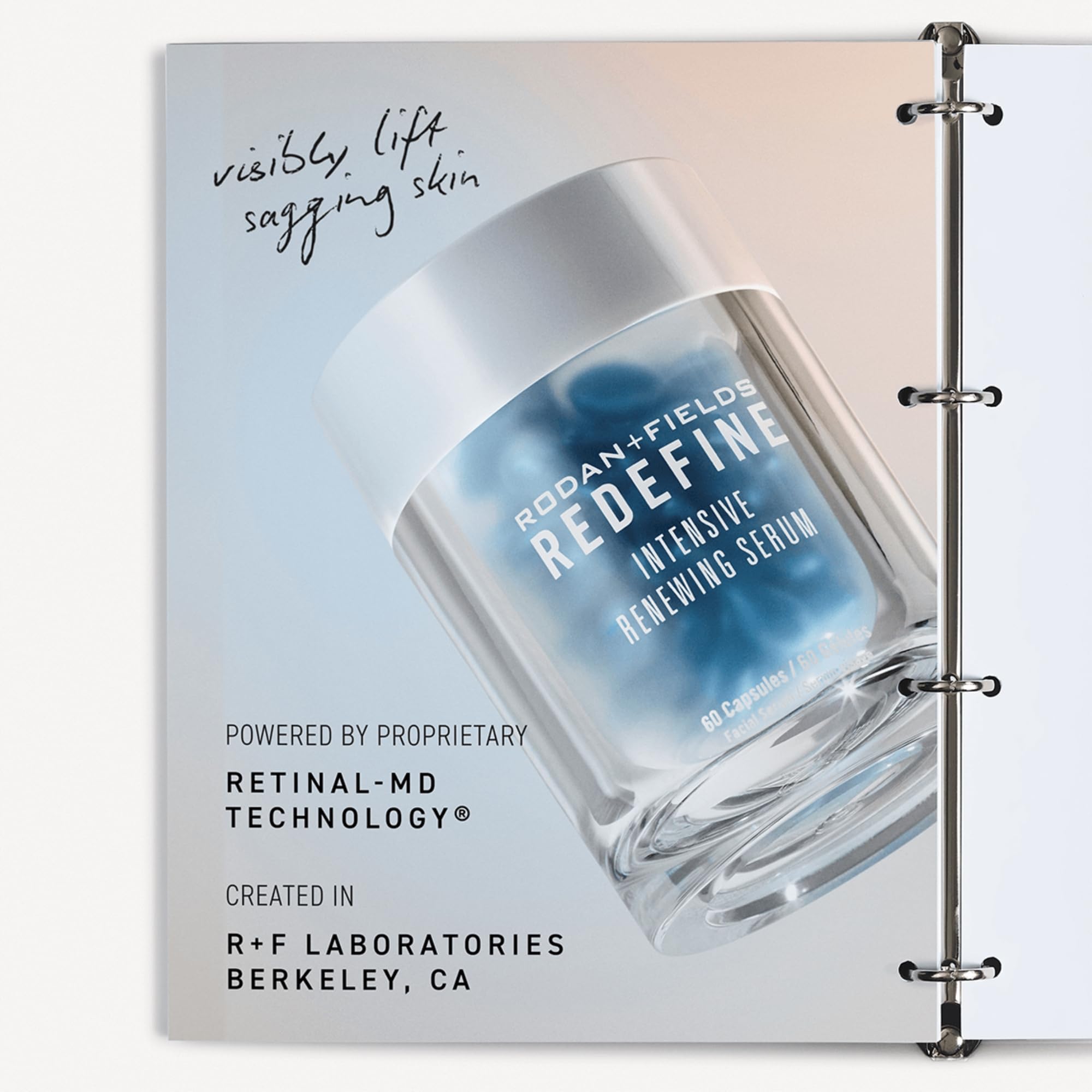 Rodan + Fields Redefine Intensive Renewing Serum texture swirl showcases rich vitamin A blend