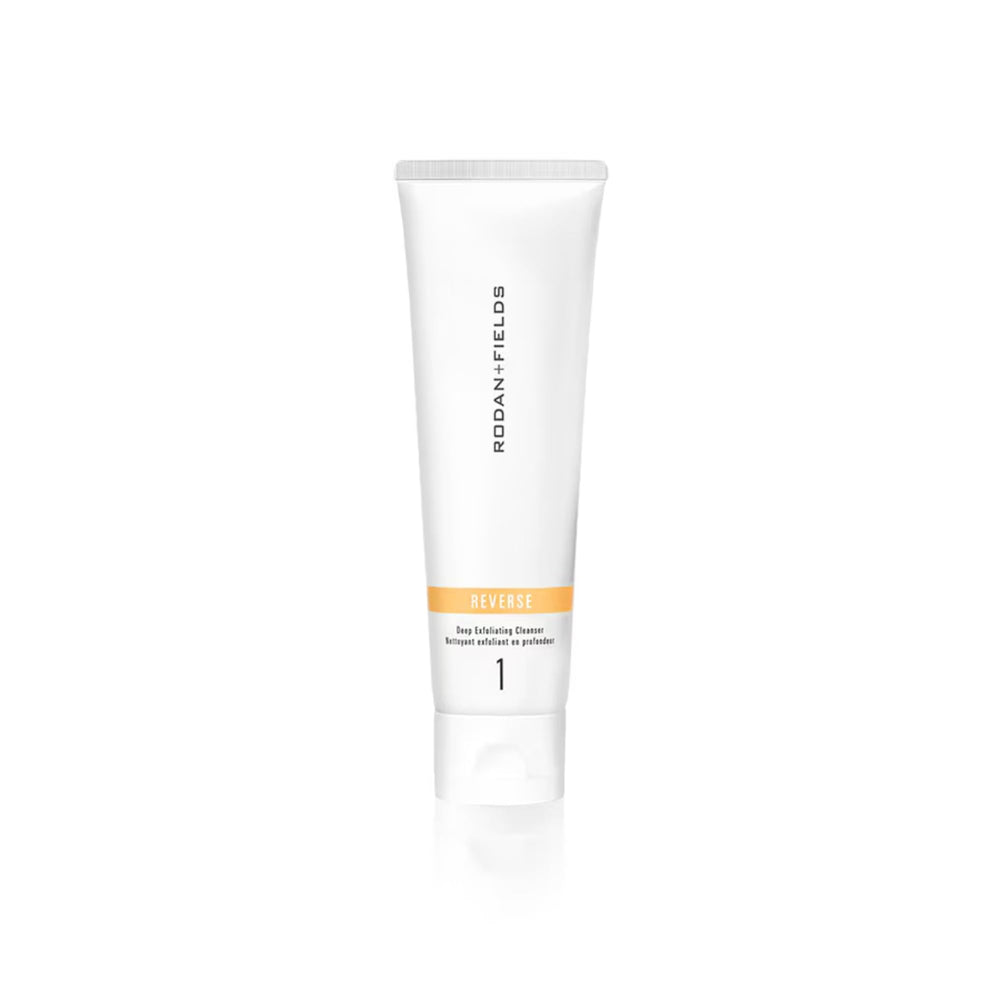 Rodan + Fields Reverse Deep Exfoliating Cleanser bottle front for daily texture refinement