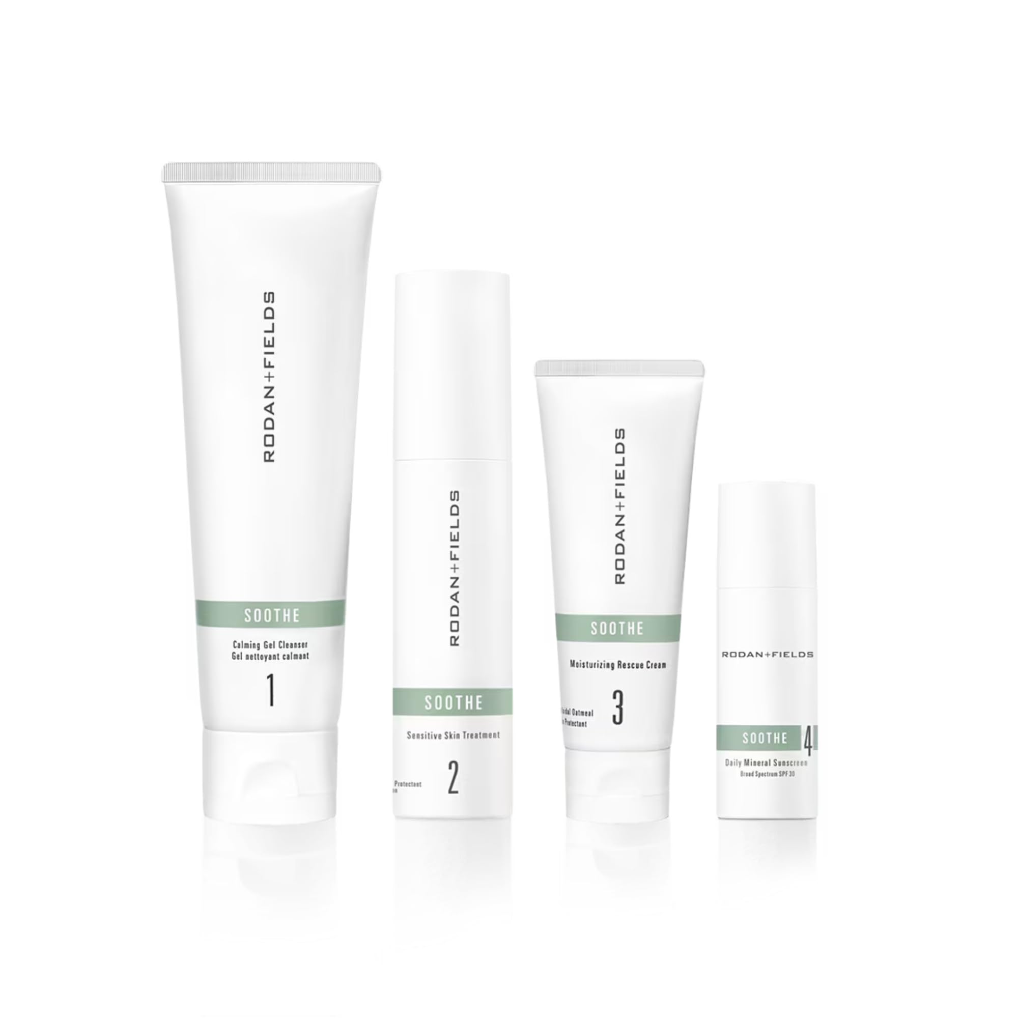 Rodan + Fields Soothe Regimen packaging shown as a calming gift set for sensitive skin.