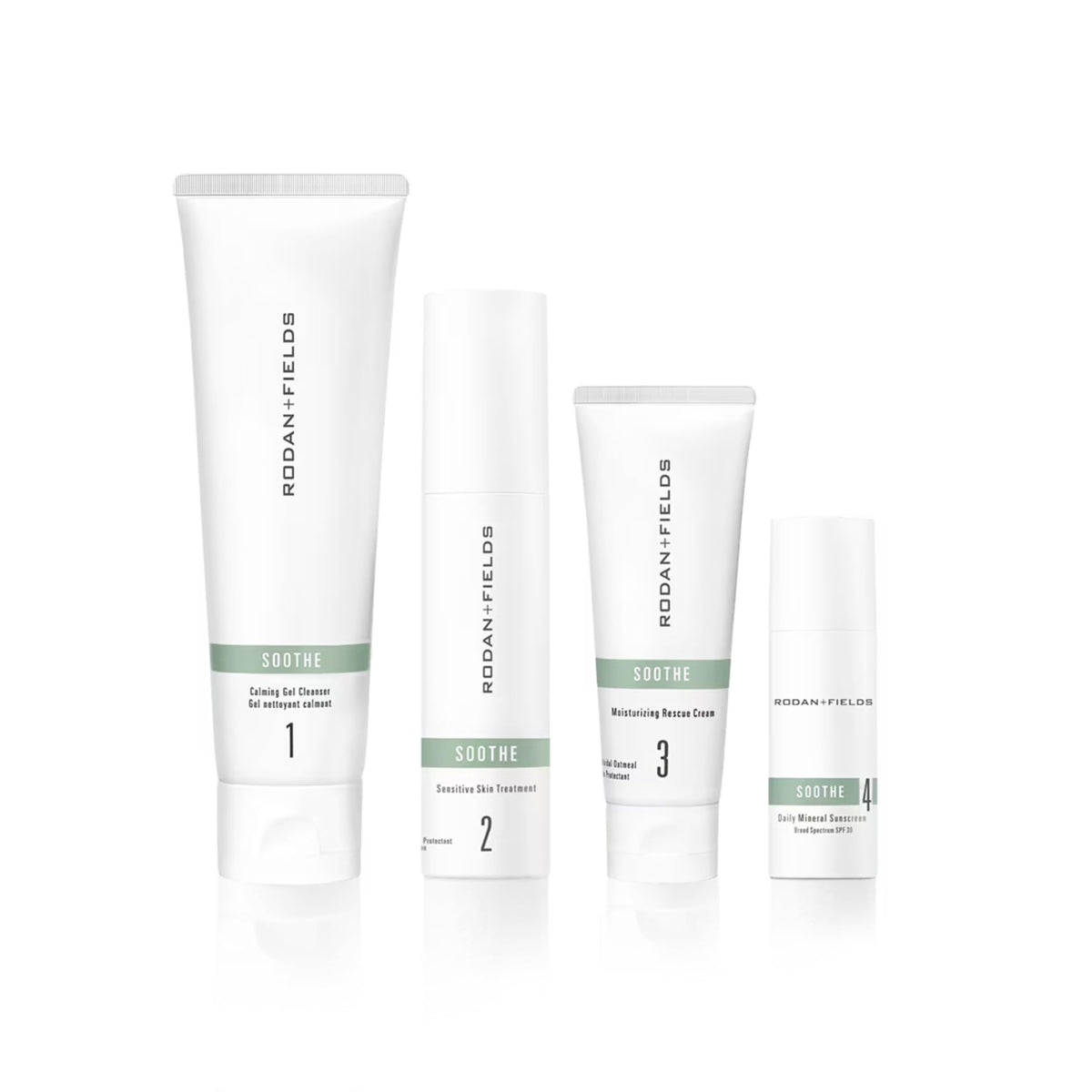 Rodan + Fields Soothe Regimen packaging shown as a calming gift set for sensitive skin.