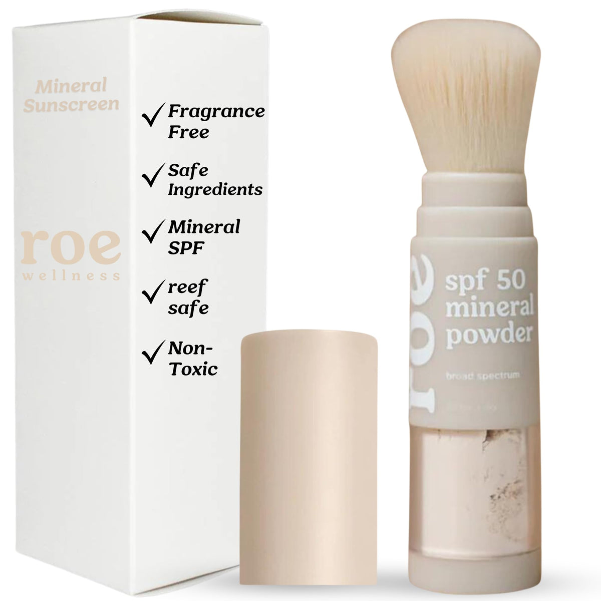 Roe Wellness kids SPF50 brush-on powder for on-the-go sun protection
