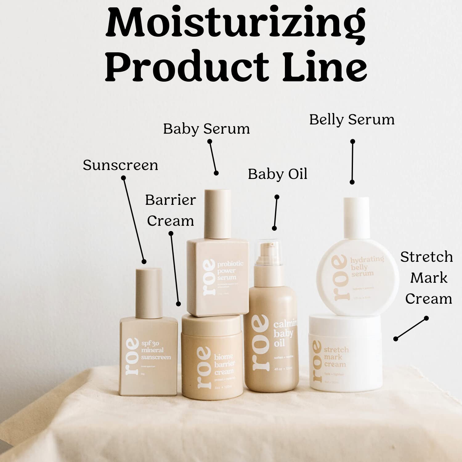 Sleek packaging of Roe Wellness stretch mark cream for maternity skincare