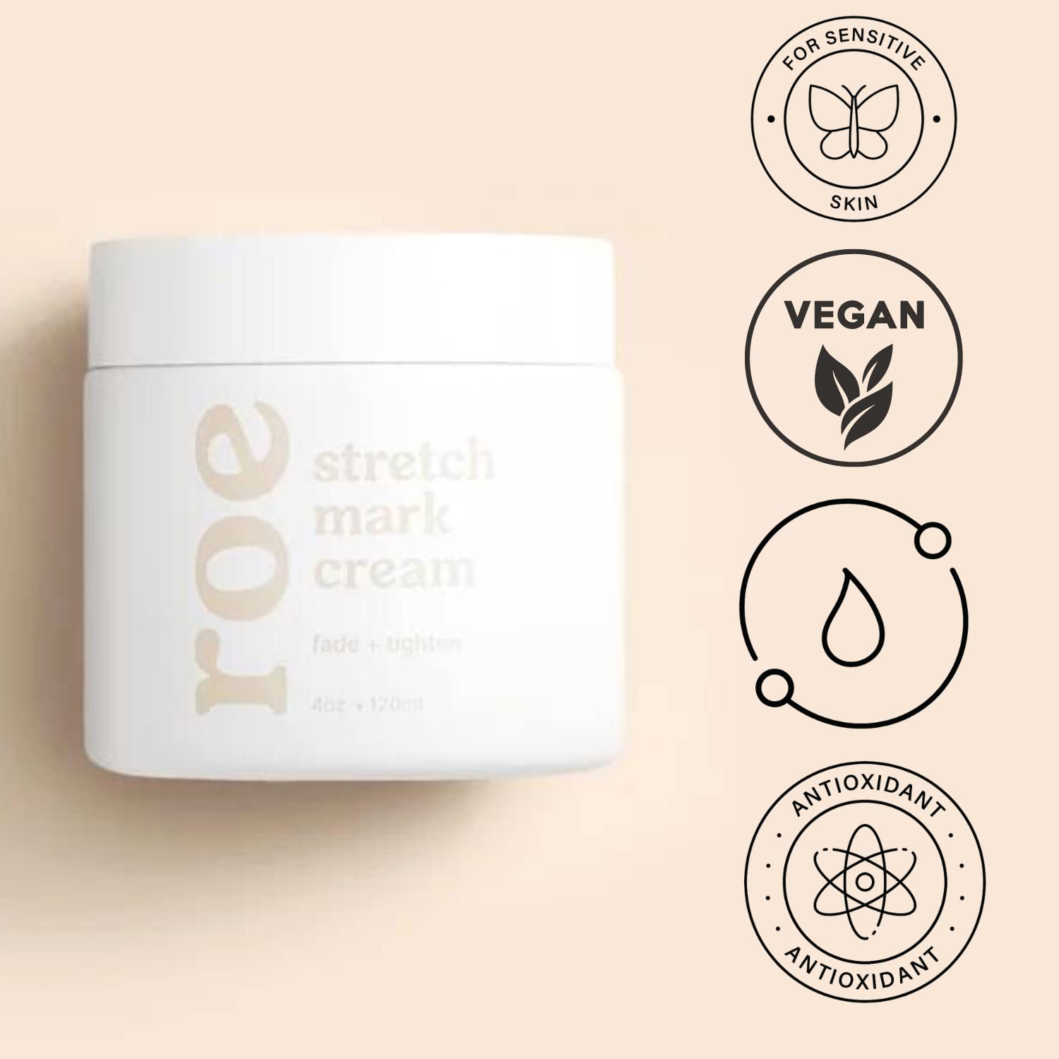 Hypoallergenic pregnancy-safe Roe Wellness stretch mark cream for moms