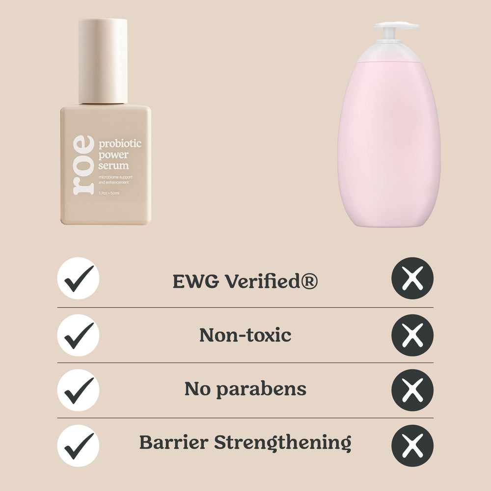 Roe Wellness baby serum application closeup showing gentle coverage on skin