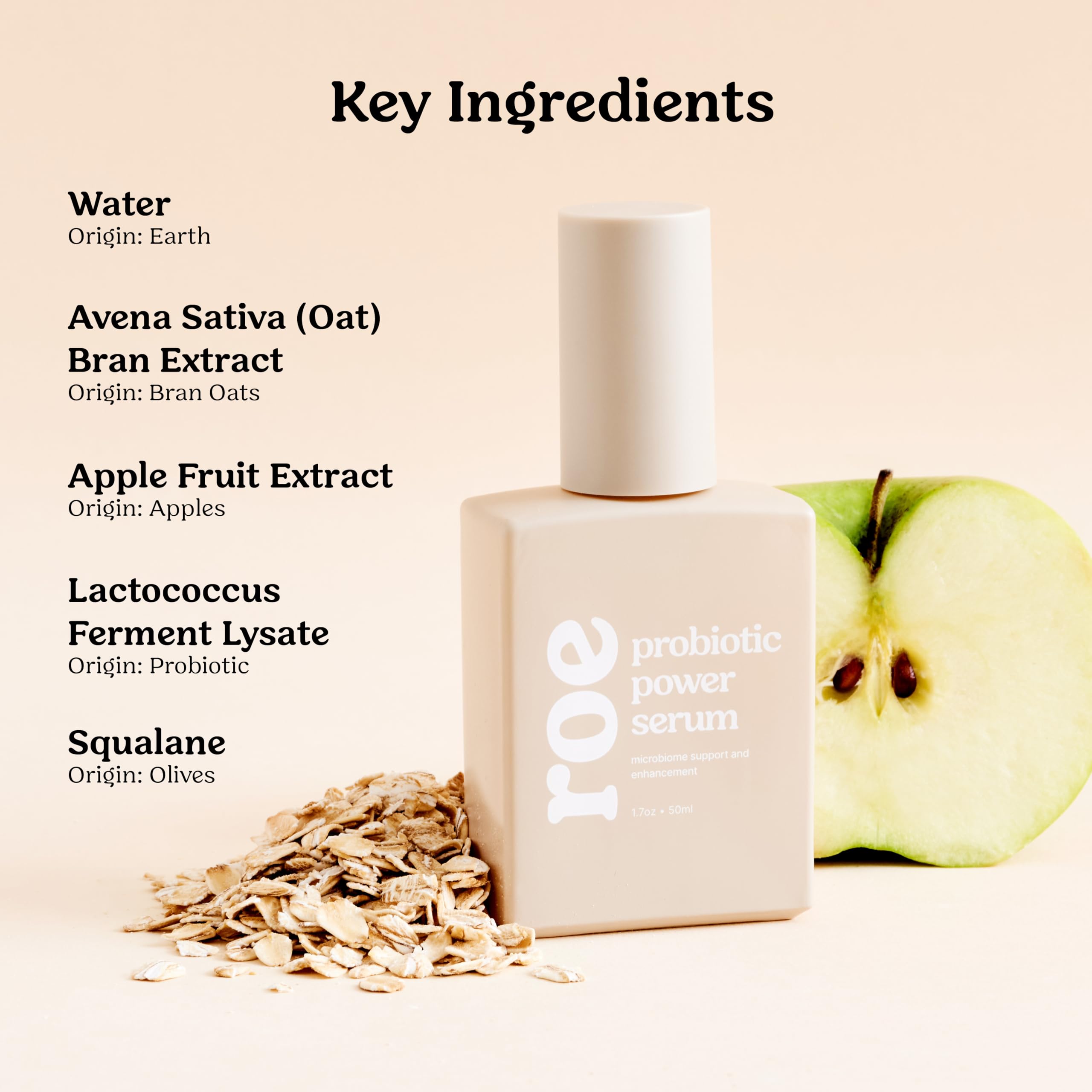 Roe Wellness probiotic serum texture swirl suggests skin renewal support