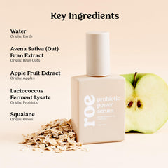 Roe Wellness probiotic serum texture swirl suggests skin renewal support