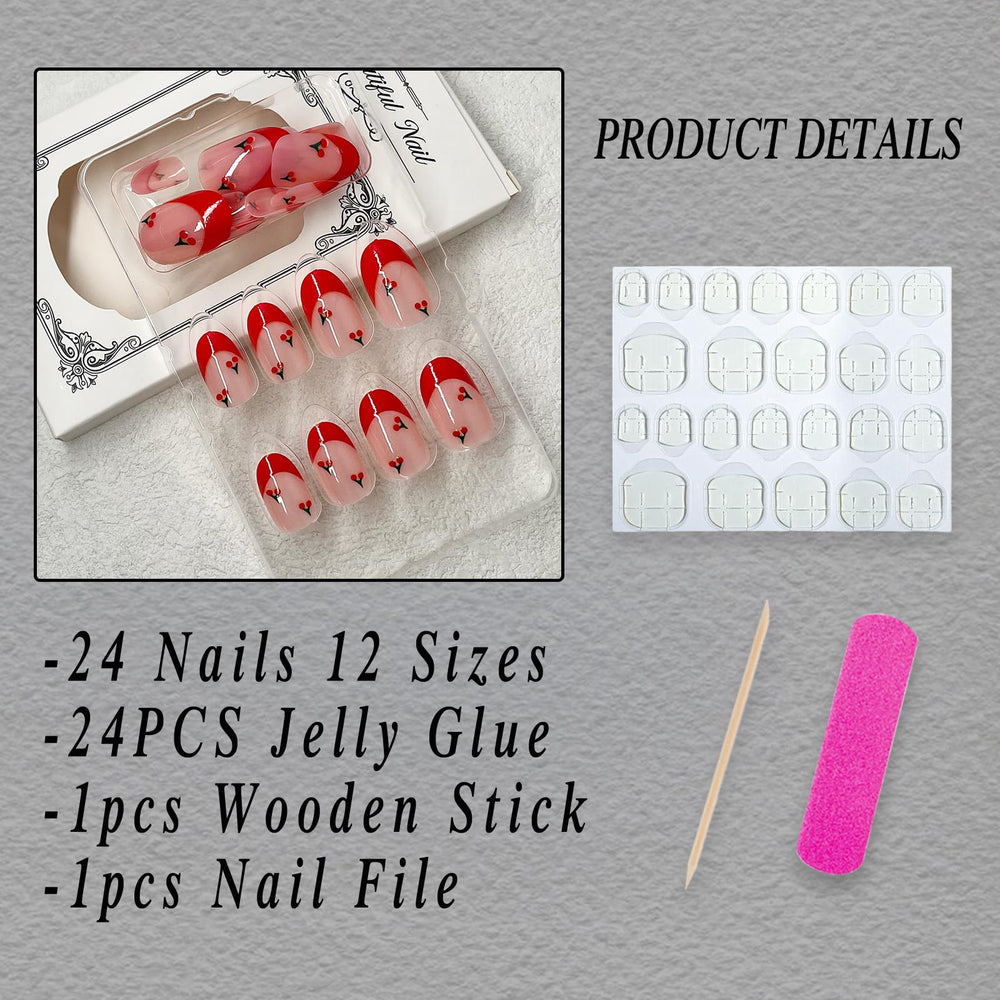 rofibut almond short false nails for quick chic set