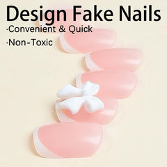 ROFIBUT French tip full-cover nails for an effortless chic look.