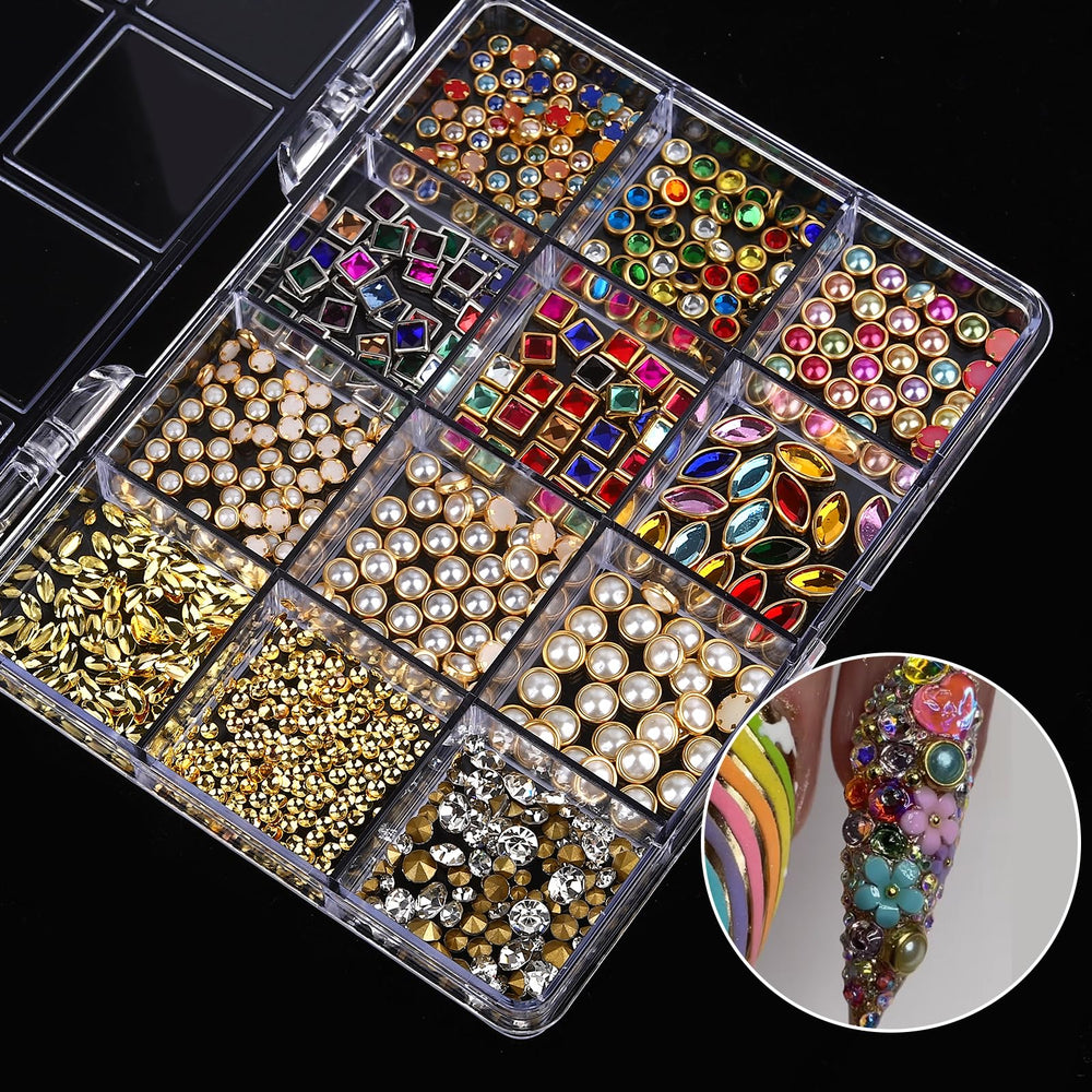ROFIBUT Metallic diamond nail charms offer shine for DIY manicures.