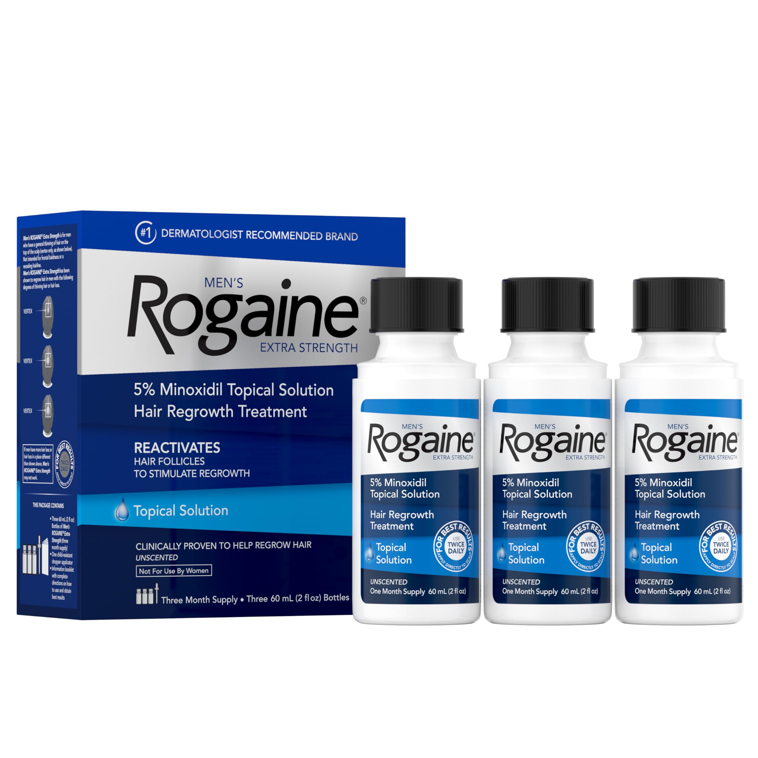 Rogaine Extra Strength 5% bottle front view for daily application