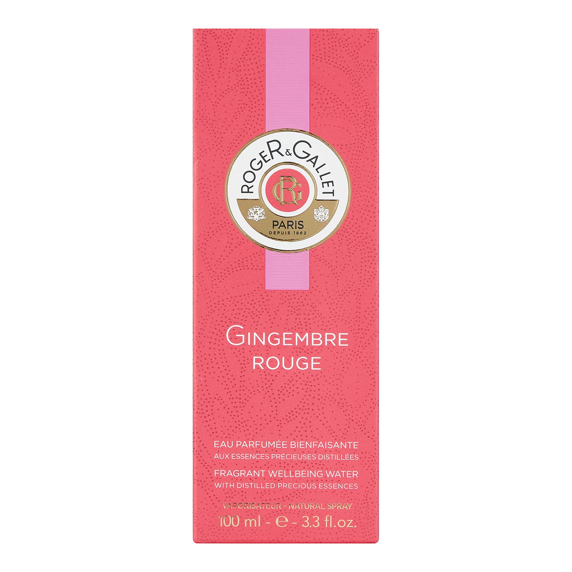 Roger & Gallet Ginger Red bottle top, spritz-ready packaging