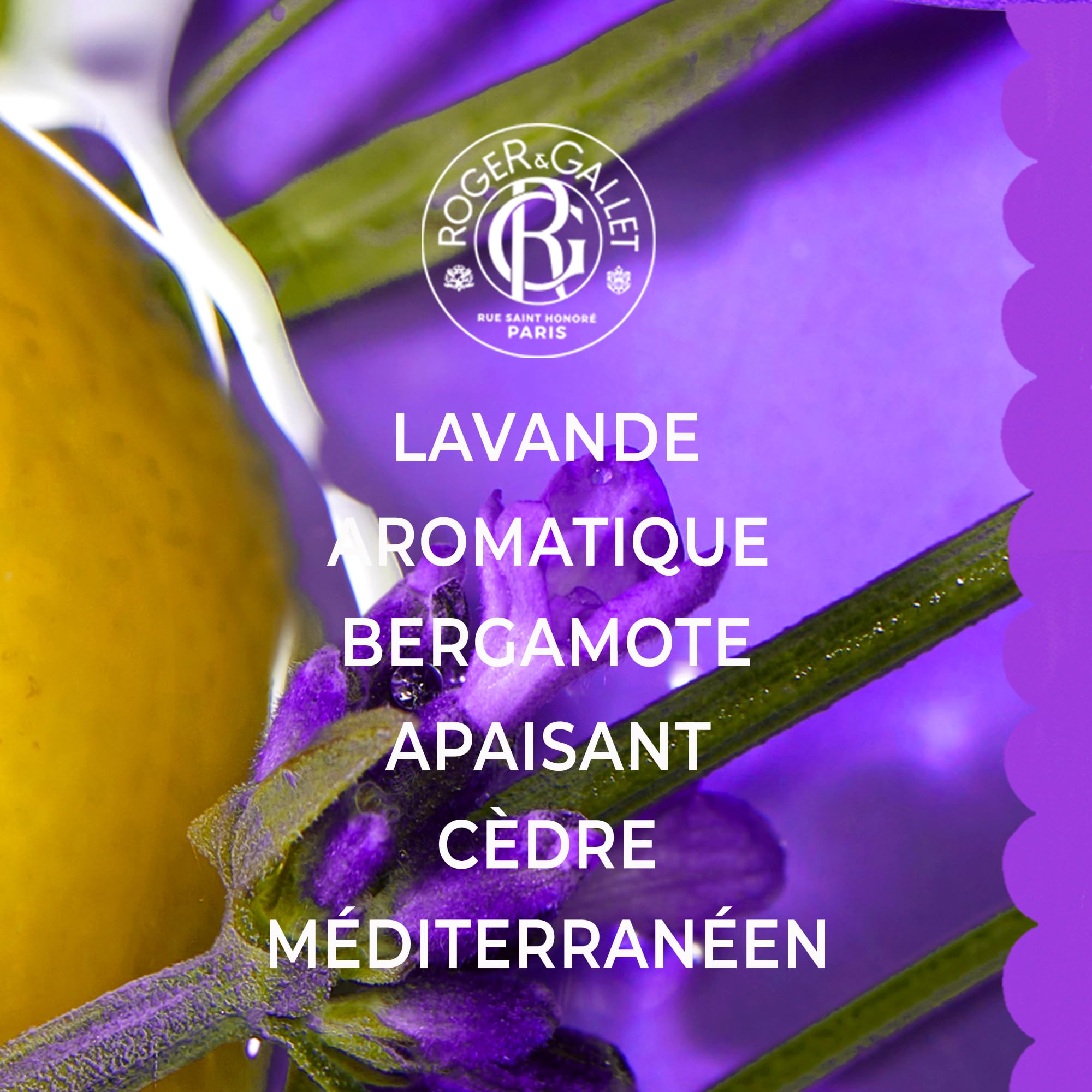 Lavande Royale spray bottle close up highlighting royal lavender notes