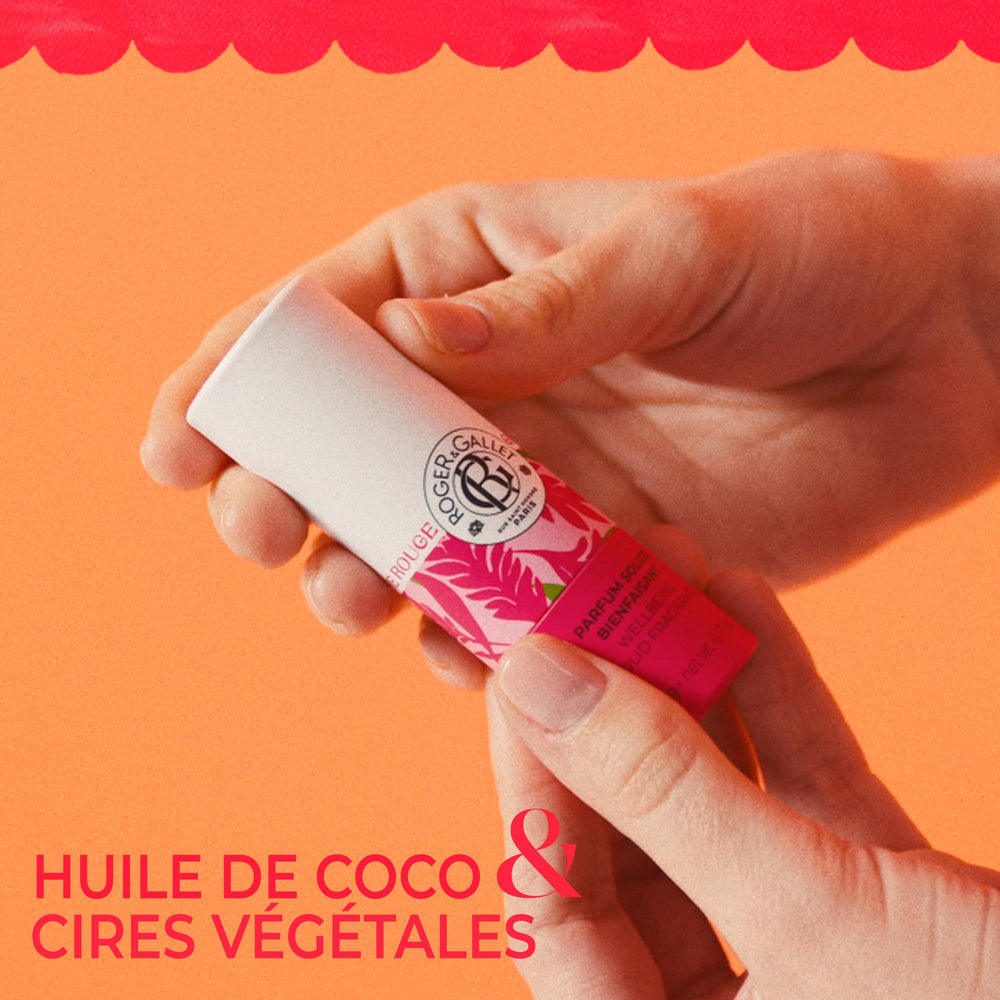 ROGER & GALLET Redgin applies to neck, wrists, or décolleté for subtle scent.