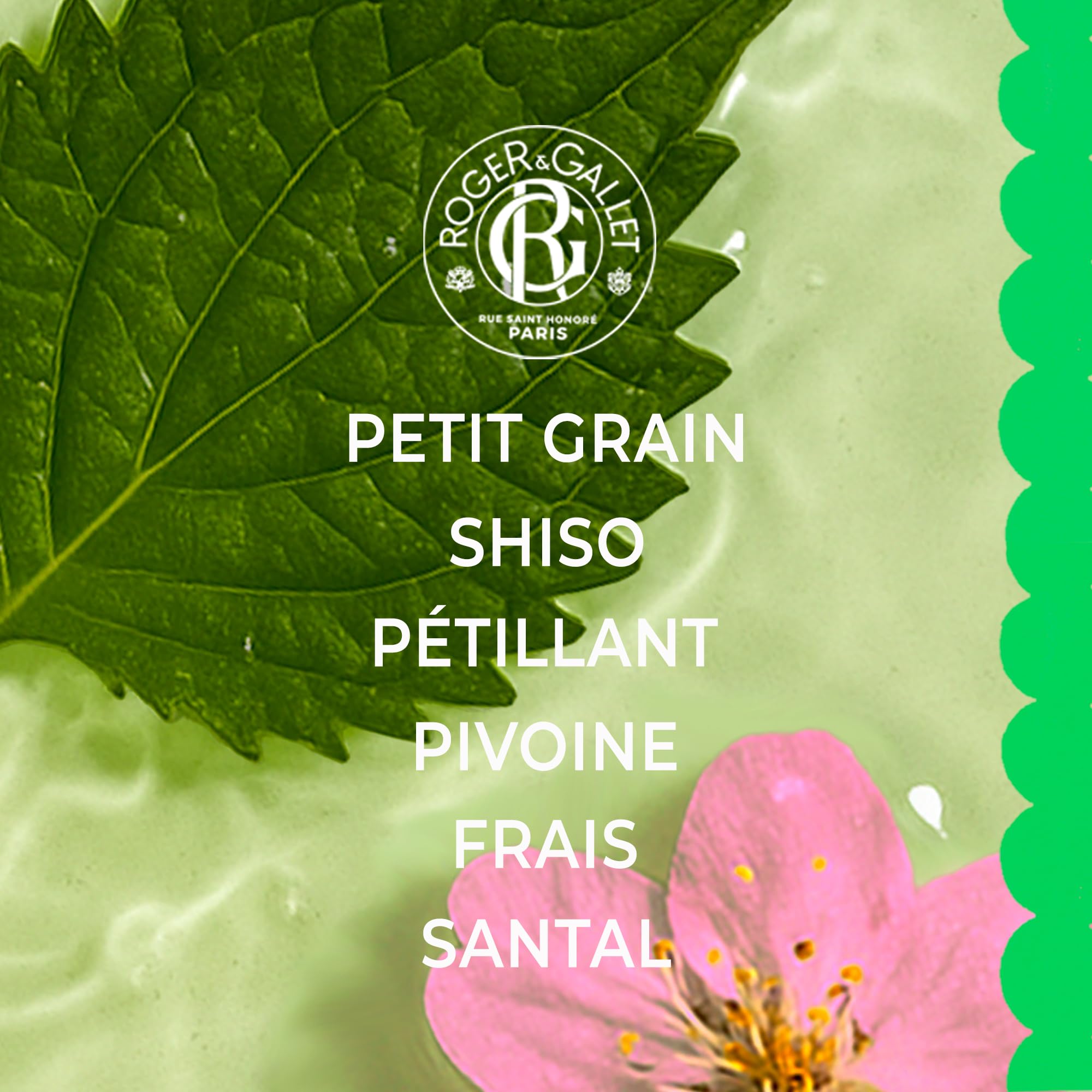 Closeup of the cap on Roger & Gallet Shiso Fragrant Water bottle.