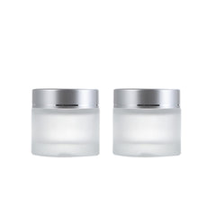 ROHIJALE 60ml frosted glass jar with silver lid ideal for daily skincare storage.